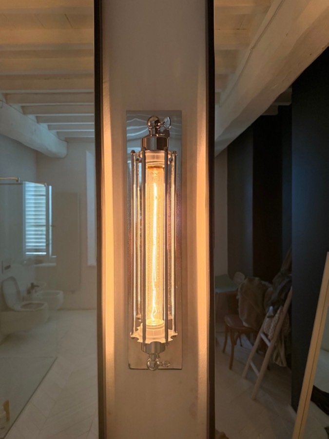 Chrome tube wall sconces (4)